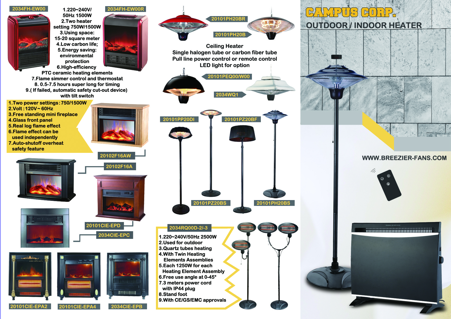Campus Corp. indoor and outdoor heater brochure